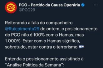 Em ato criminoso, PCO vibra com o terrorismo e declara apoio ao Hamas