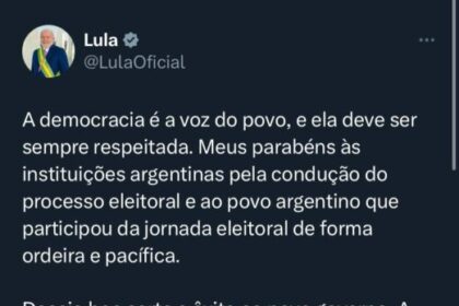 Lula deseja sorte ao 