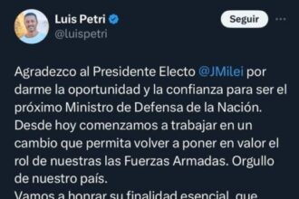 Milei já tem seu ministro da Defesa, posse será dia 10