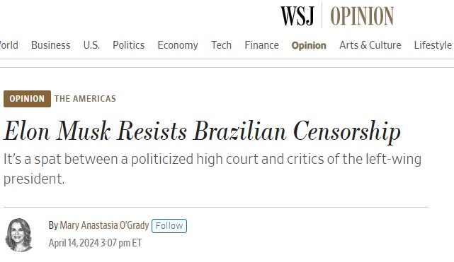 Wall Street Journal faz duras críticas em coluna sobre Alexandre de Moraes