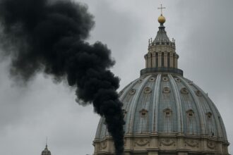 Fumaça preta indica indefinição por novo papa