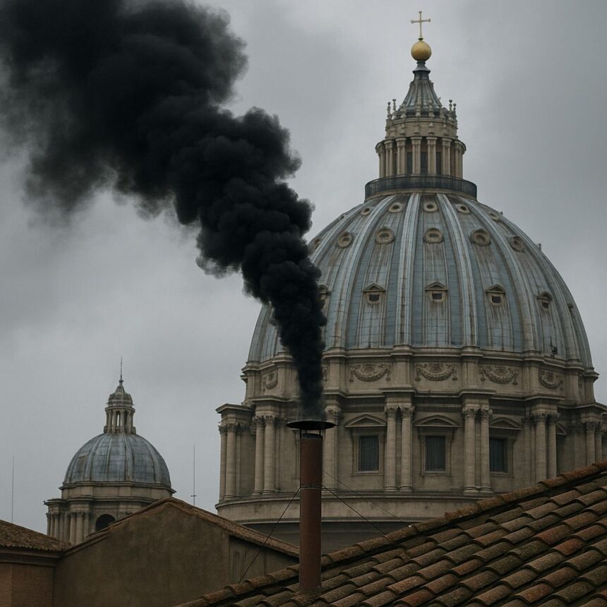 Fumaça preta indica indefinição por novo papa