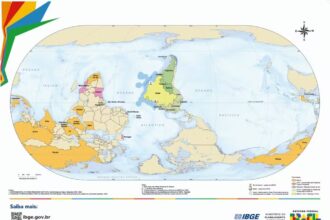 Bizarro: IBGE lança mapa-múndi invertido com Brasil no centro
