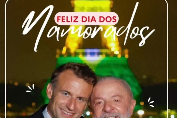 Embaixada da França publica foto de Lula e Macron abraçados pelo Dia dos Namorados