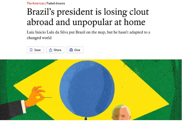 Revista britânica 'The Economist' expõe incoerências e queda de popularidade de Lula