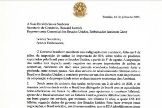 Em carta a Trump, Lula reclama de tarifas sem mencionar censura e perseguição política